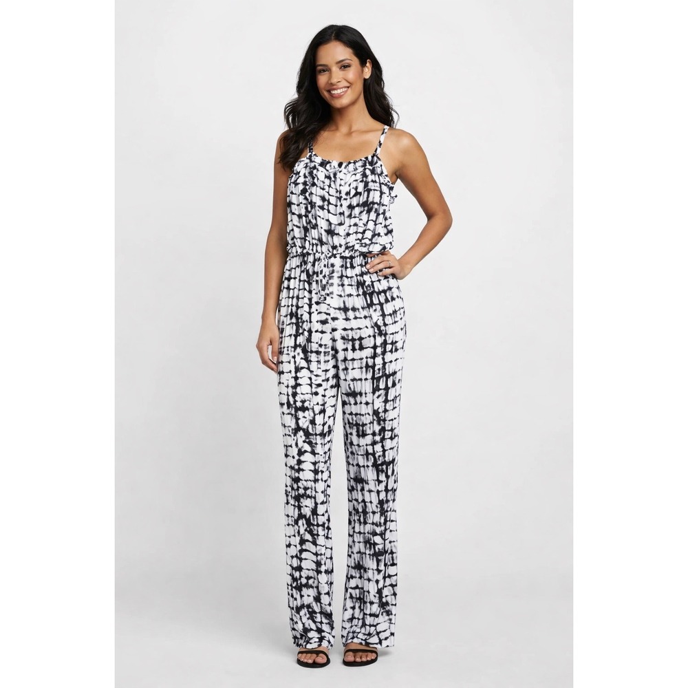 Vince Camuto Black & White Tie-Dye Jumpsuit